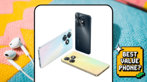 "Tecno Spark 20C front and back view showcasing 90Hz display, 50MP camera, and sleek design"